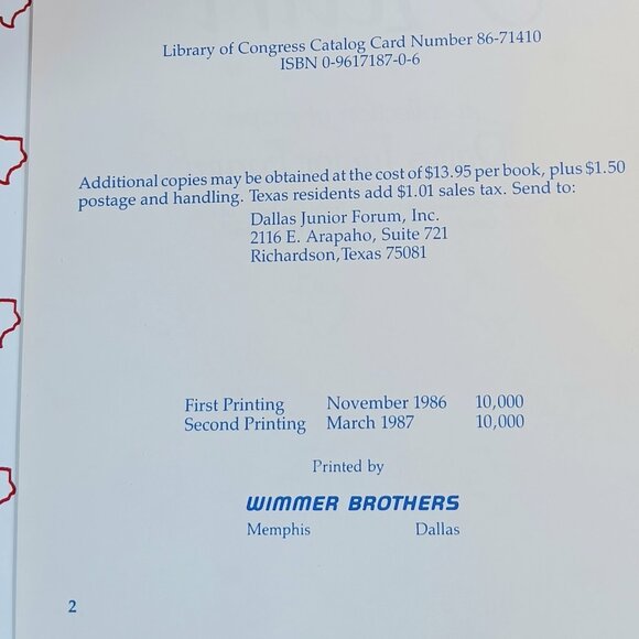 Vintage Deep in the Heart Cookbook Dallas Junior Forum 2nd Printing 1987 - Picture 13 of 13